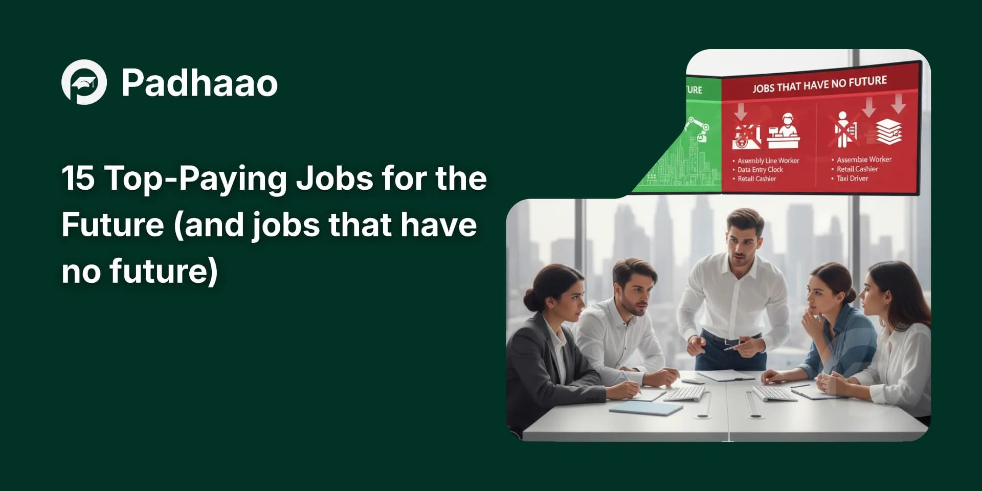 Future high-paying jobs banner featuring illustrated people.