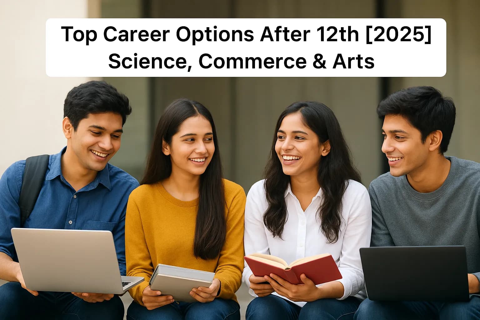 Students exploring top career options after 12th in 2025 with online degrees.