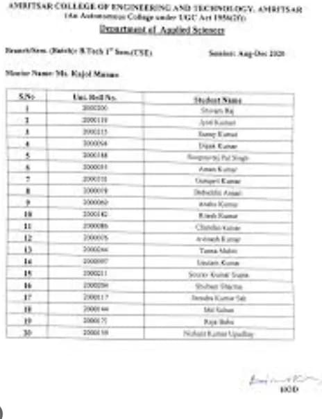 Amritsar Group of Colleges Sample Degree Certificate