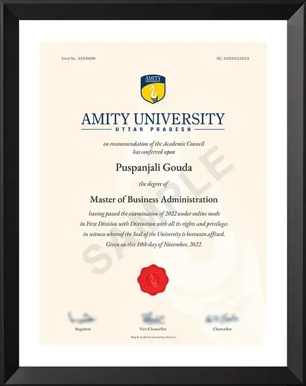 Amity University Lucknow Sample Degree Certificate