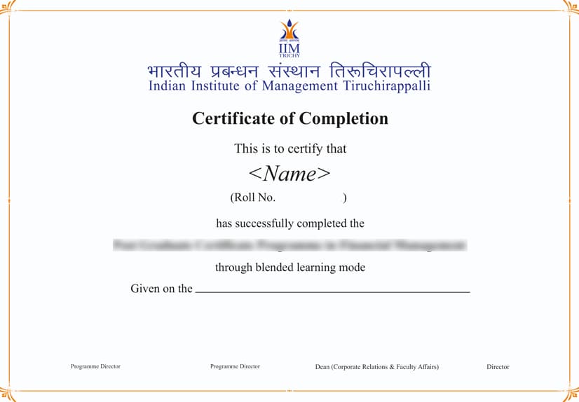 IIM Tirchy Distance Education Sample Degree Certificate