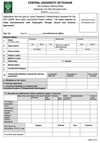 Central University of Punjab, Bathinda Sample Degree Certificate