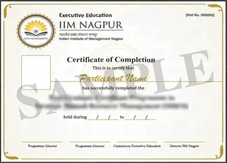 IIM Nagpur Sample Degree Certificate
